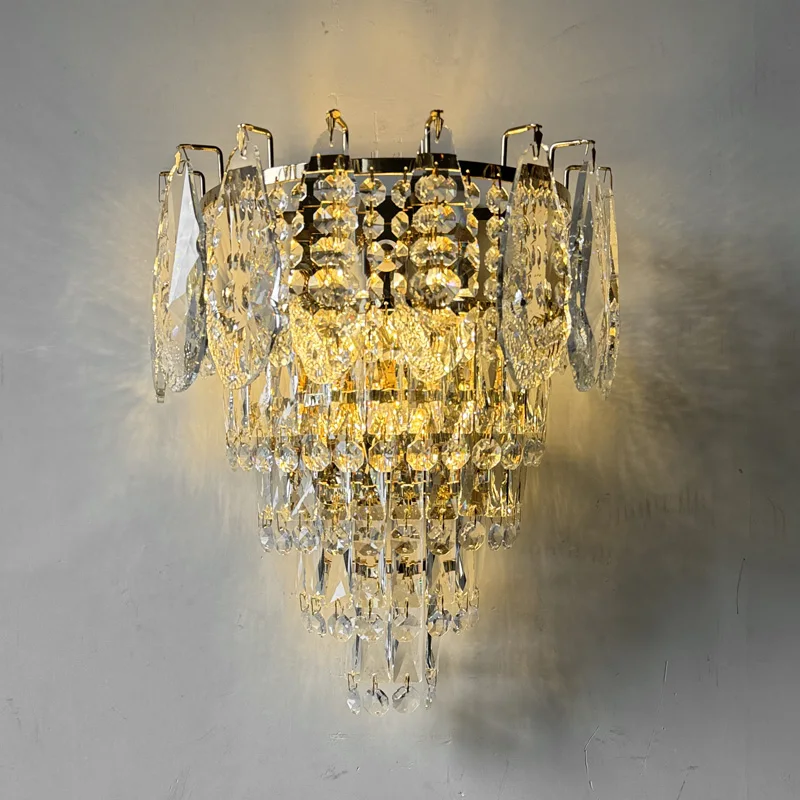 Ltalian-Style Light Luxury Crystal Wall Lamp For Living Room Bedroom Dining Room And Bedside Creating A Sophisticated Ambiance