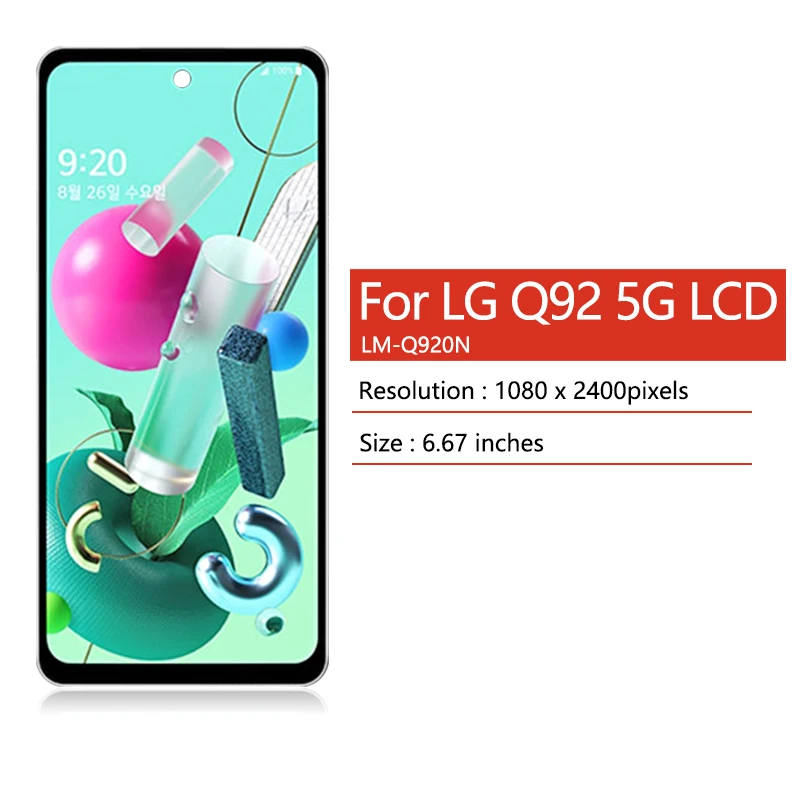 6.67" Nowy Ekran do LG Q92, Wyświetlacz LCD do LG Q92 5G LM-Q920N, Ekran Dotykowy, Digitizer, Zestaw do Naprawy, Części Zamienne — zdjęcie produktu 2