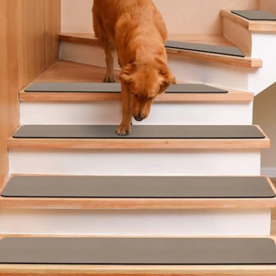 

Rubber Backed Stair Carpet Treads Set of 15, Non Slip Stair Tread Covers for Wooden Steps, Machine Washable Basement Step Rugs