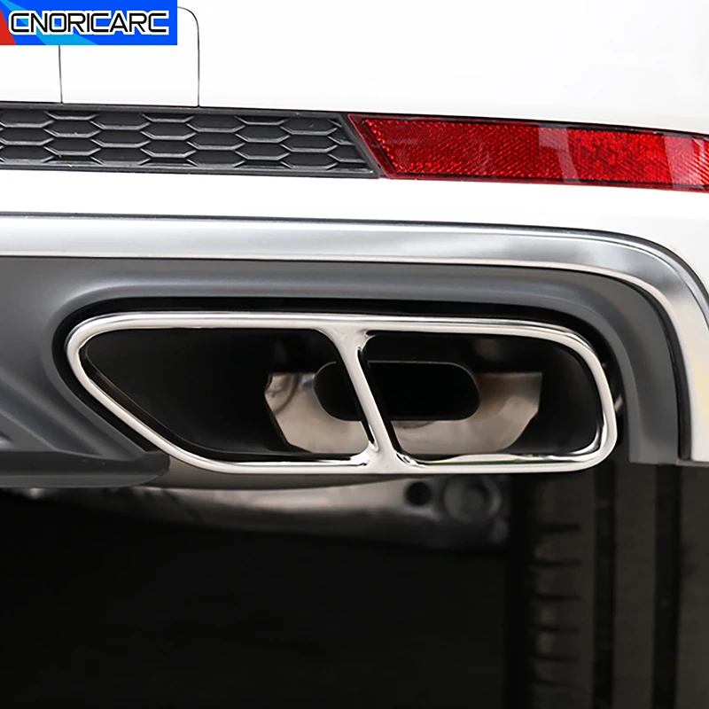 

Car Exhaust Tail Throat Frame Decoration Sticker Trim For Audi A4 B9 2018 2019 Sedan Stainless steel Exterior Pipe Accessories