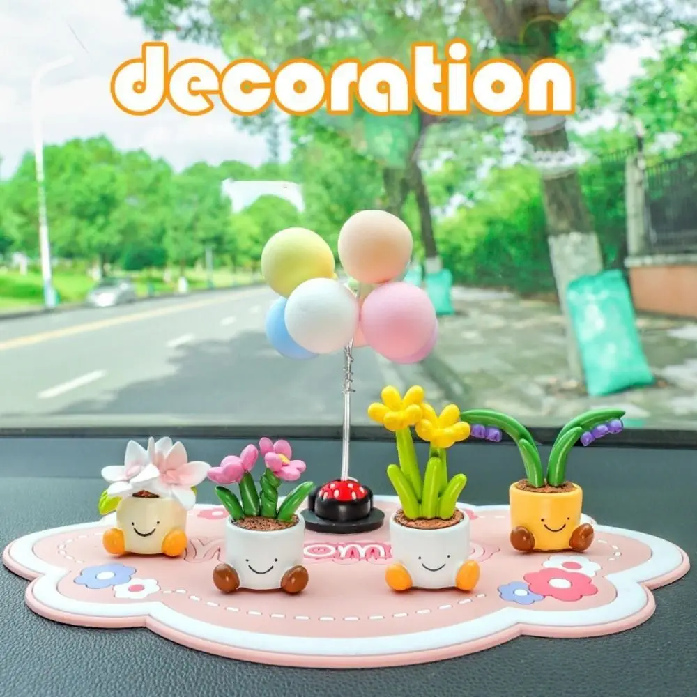

Flower Pot Car Ornaments Cartoon Gardenia Flower Car Dashboard Figure Love Potted Plants Narcissus Flower