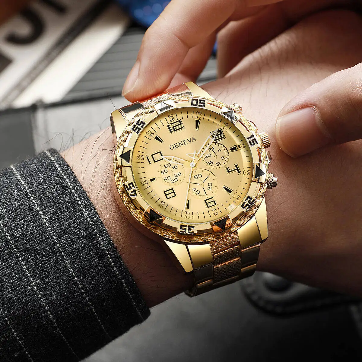 1/4PCS Fashion Men Quartz Watch Luxury Big Dial Men's Business Wristwatches Clock Gift Relogio Masculino（Without Box） image 4