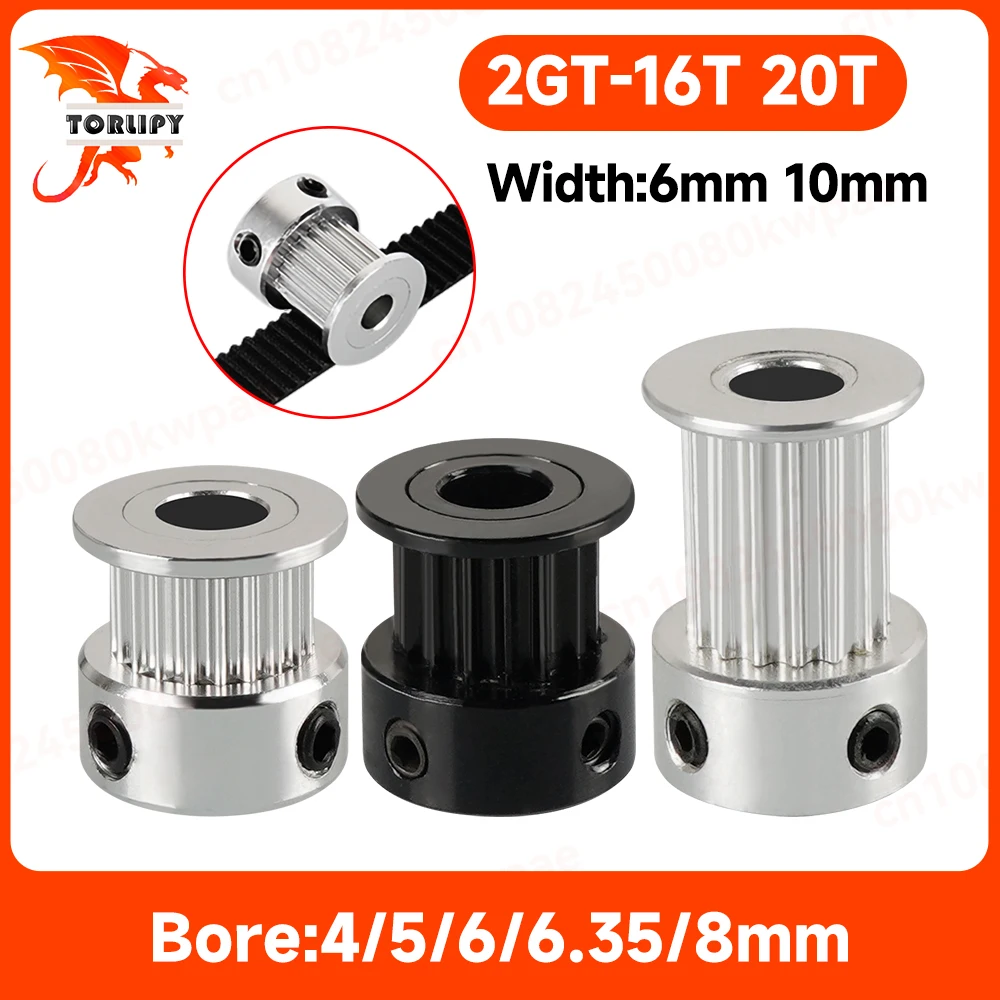 1/5/10pcs GT2 20Teeth 16 Teeth Pulleys Bore 5mm/6mm/8mm Timing Alumium Pulley Fit For GT2-6mm Open Timing Belt For 3D Printer