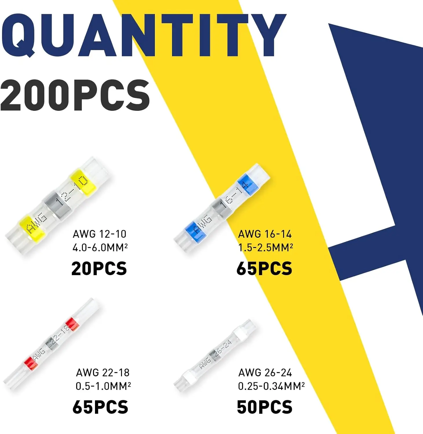 

200 шт. комплект соединителей для проводов с паяным уплотнением, модернизированные термоусадочные соединители для стыковых проводов, водонепроницаемый электрический стыковый соединительный провод