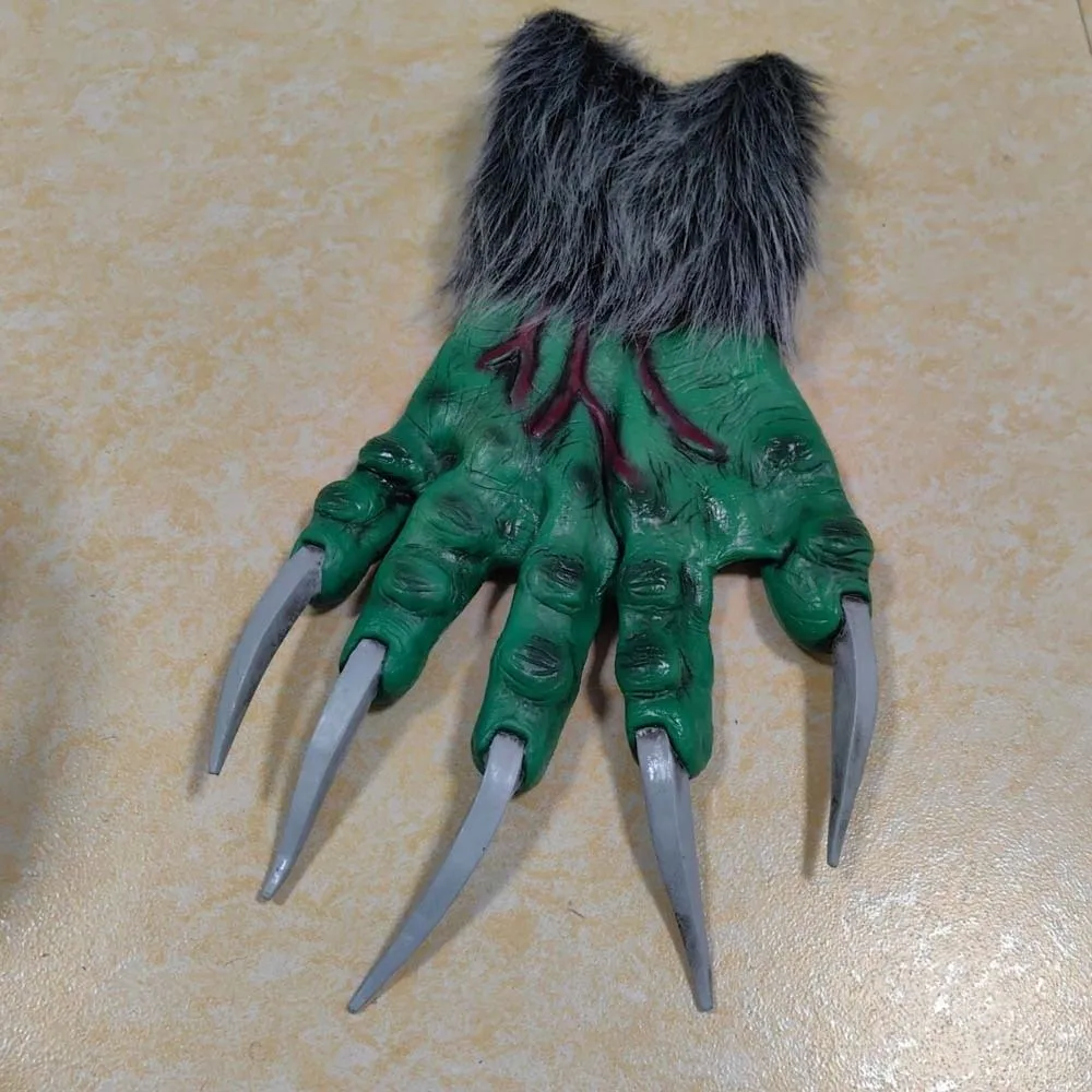 Costume Accessories Creepy Halloween Gloves Latex Flexible Werewolf Hands Realistic Durable Cosplay Mittens Photography