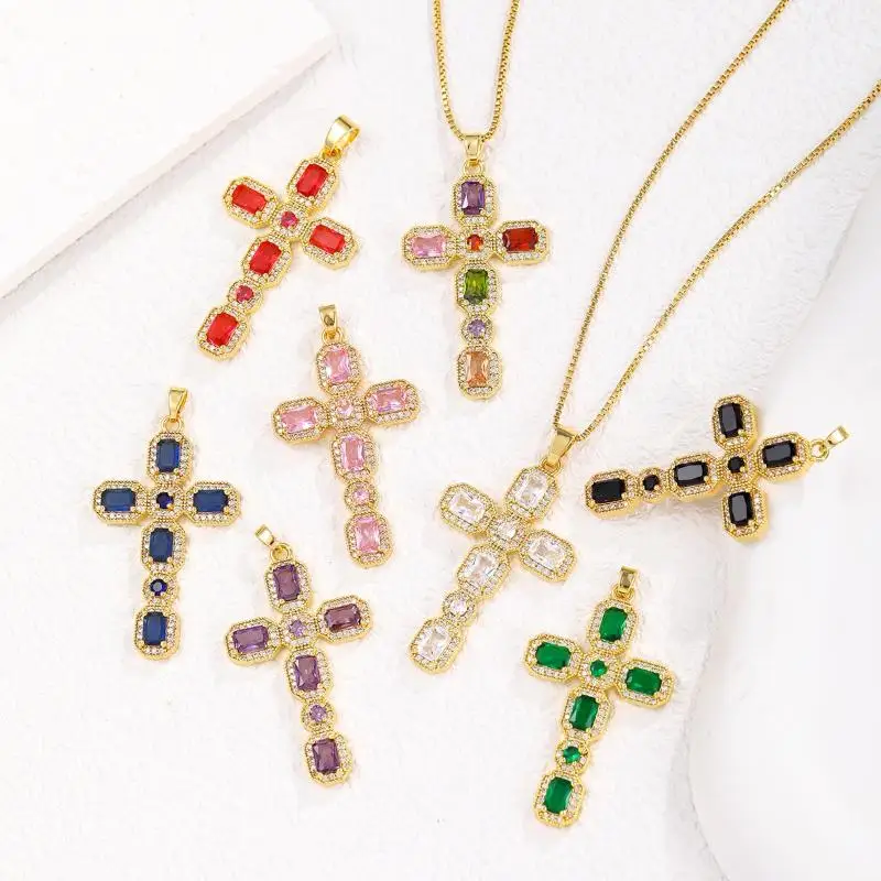 Kreuz-Boho-DIY-Anhänger, Hypoallergenes Messing mit Zirkonia für Schmuckherstellung, Handgefertigte Zubehörteile – Detail 5