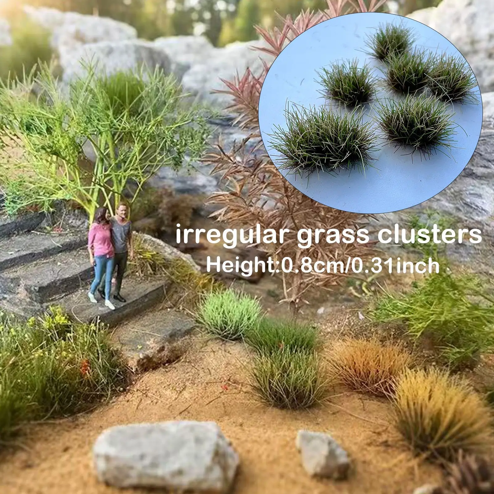 8 مللي متر/10 مللي متر خصلات عشب مصغرة واقعية لتخطيط قطار السكك الحديدية HO OO/المناظر العسكرية/المعرّة/بندقية دام/ديوراما 1 صندوق