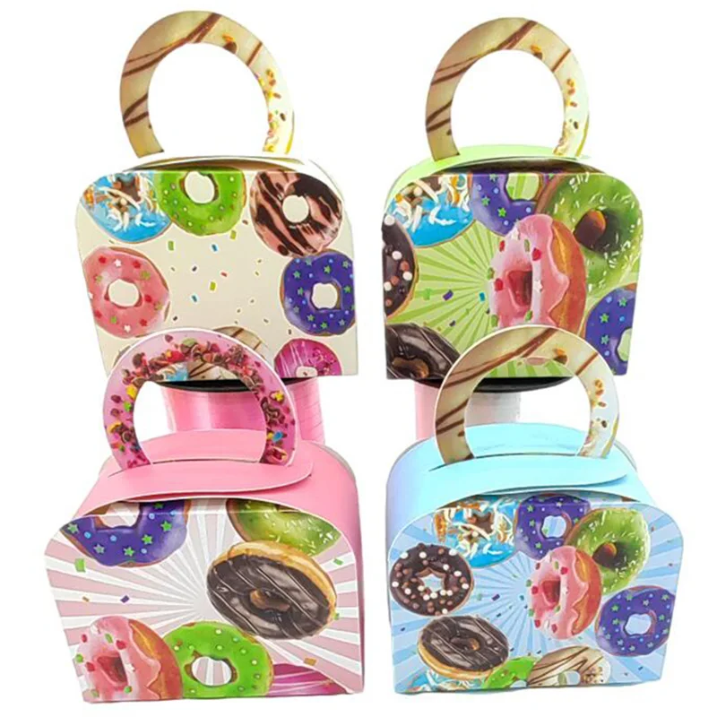 48/96PCS Portable Cookie Doughnut Kids Candy Box Biscuit Baking Boxes for Guests Baby Shower Birthday Party Packaging Bag Favor