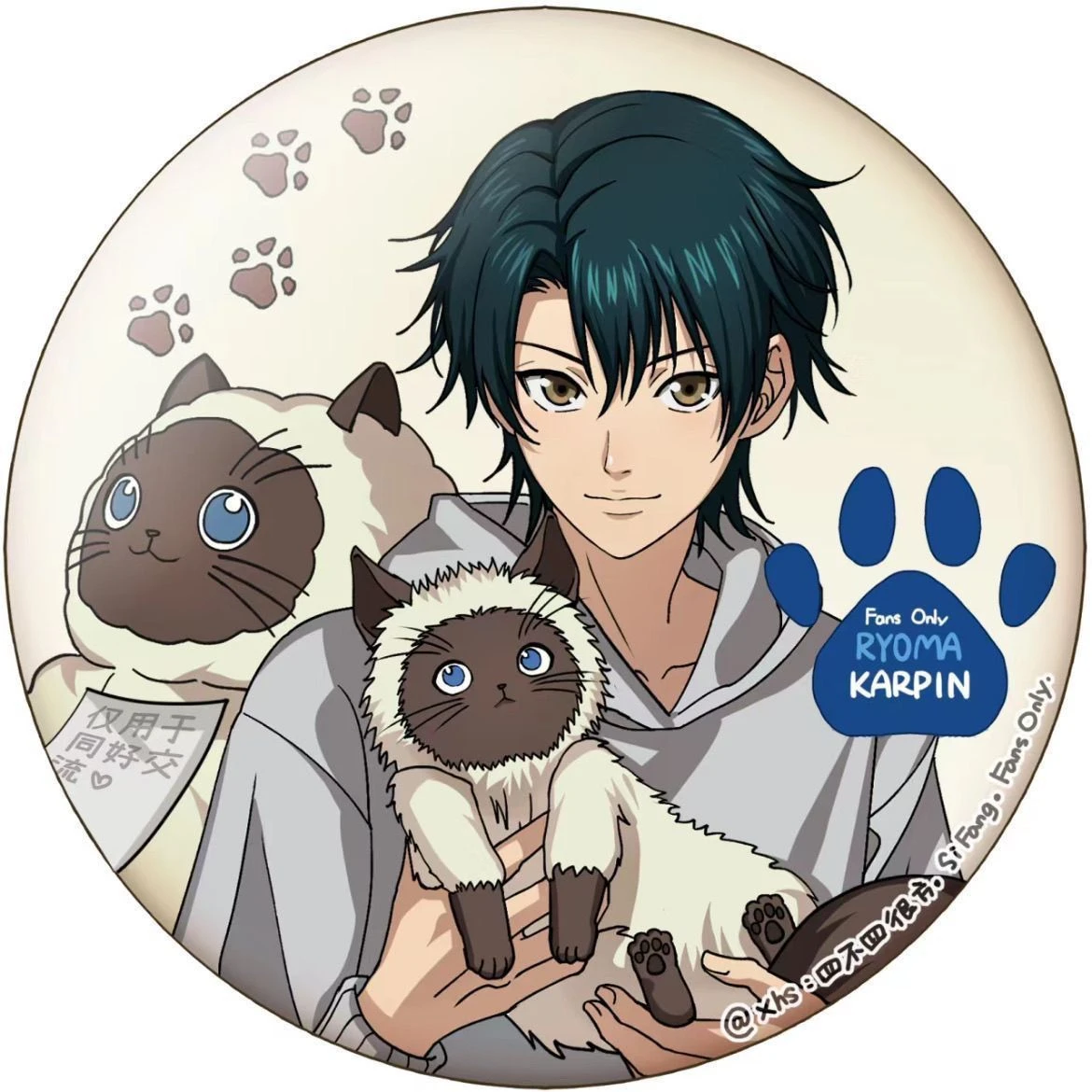 

58mm Anime Prince of Tennis Ryoma Echizen Cat Cosplay COSTUME Badge Pin SPTE Tinplate Brooch Prop Xmas Gift