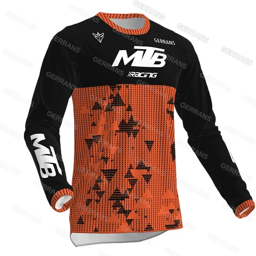 Imagen 2 del producto Camiseta de Motocross de manga larga para hombre, camiseta para descenso, camiseta de carreras de bicicletas todoterreno, camiseta de secado rápido para ciclismo Enduro Gerrans Mtb, 2025