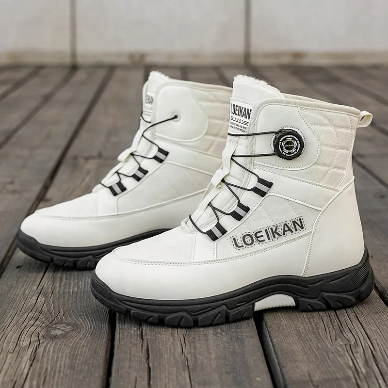 Men's winter youth comfortable fashion casual outdoor wear-resistant cotton warm shoes plus size non-slip hight top snow boots