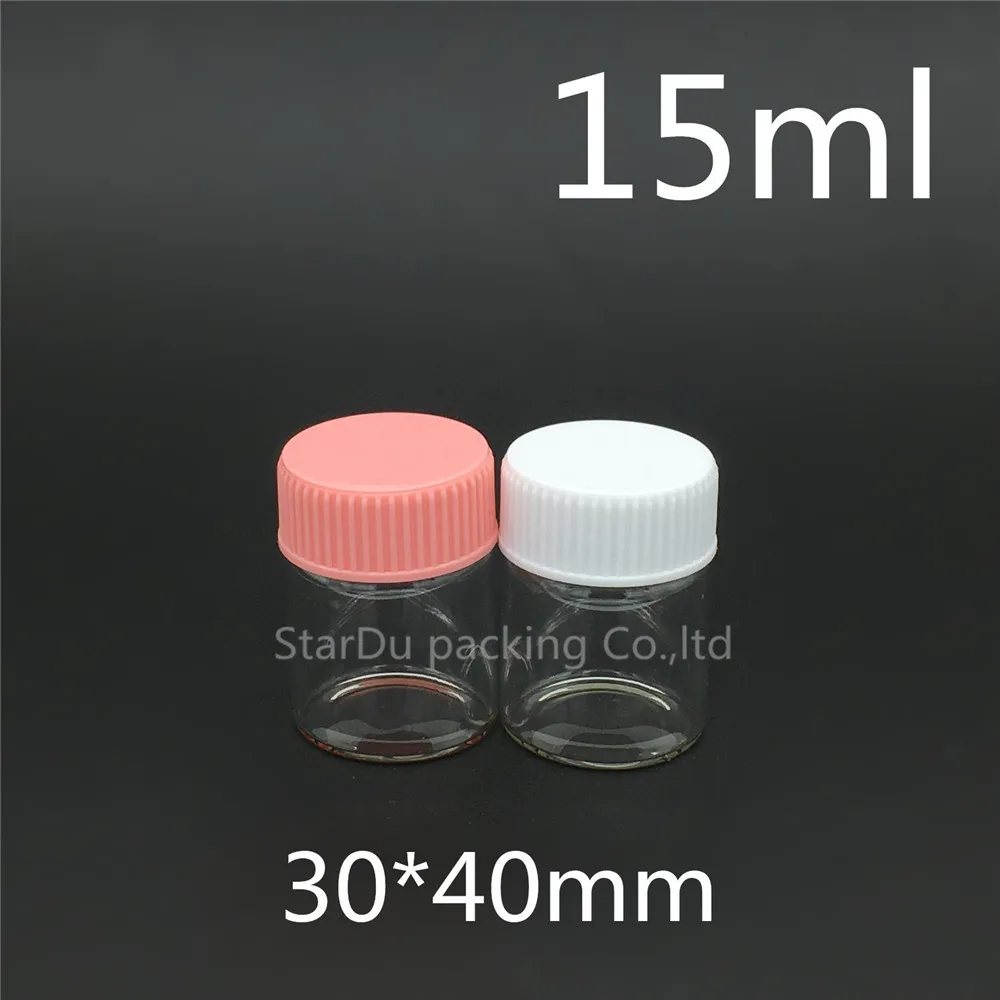 

Free Shipping 200pcs 30*40mm 15ml Screw Neck Glass Bottle With Plastic Cap For Vinegar Or alcohol,carft/storage Candy Bottle