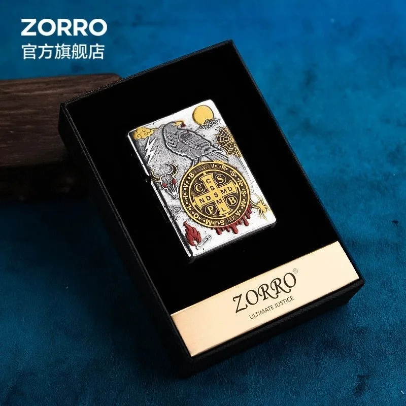 ZORRO Zorro's New Crow Constantine Kerosine Lighter, Personalized Creative Armor Embossed Retro Men's Gift