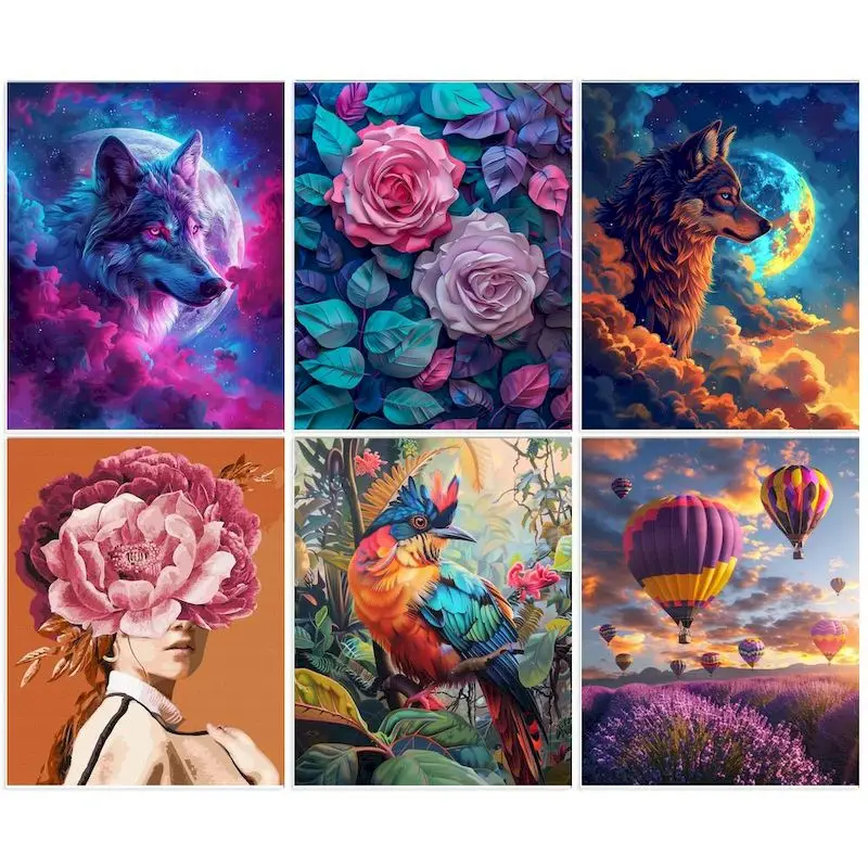SDOYUNO DIY oil Painting By Numbers Kit Animal acrylic paint by numbers art work diy Paintings Landscape on Canvas By Numbers