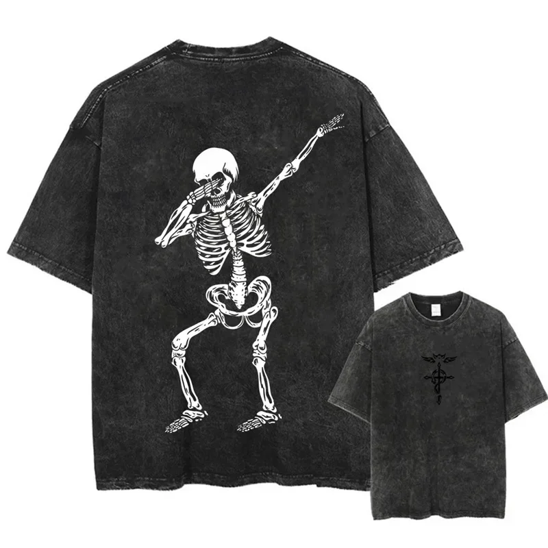 Koszulka damska z nadrukiem anime Fullmetal Alchemist, styl retro, kwasowy, bawełna Hara, okrągły dekolt, krótki rękaw, modny top.