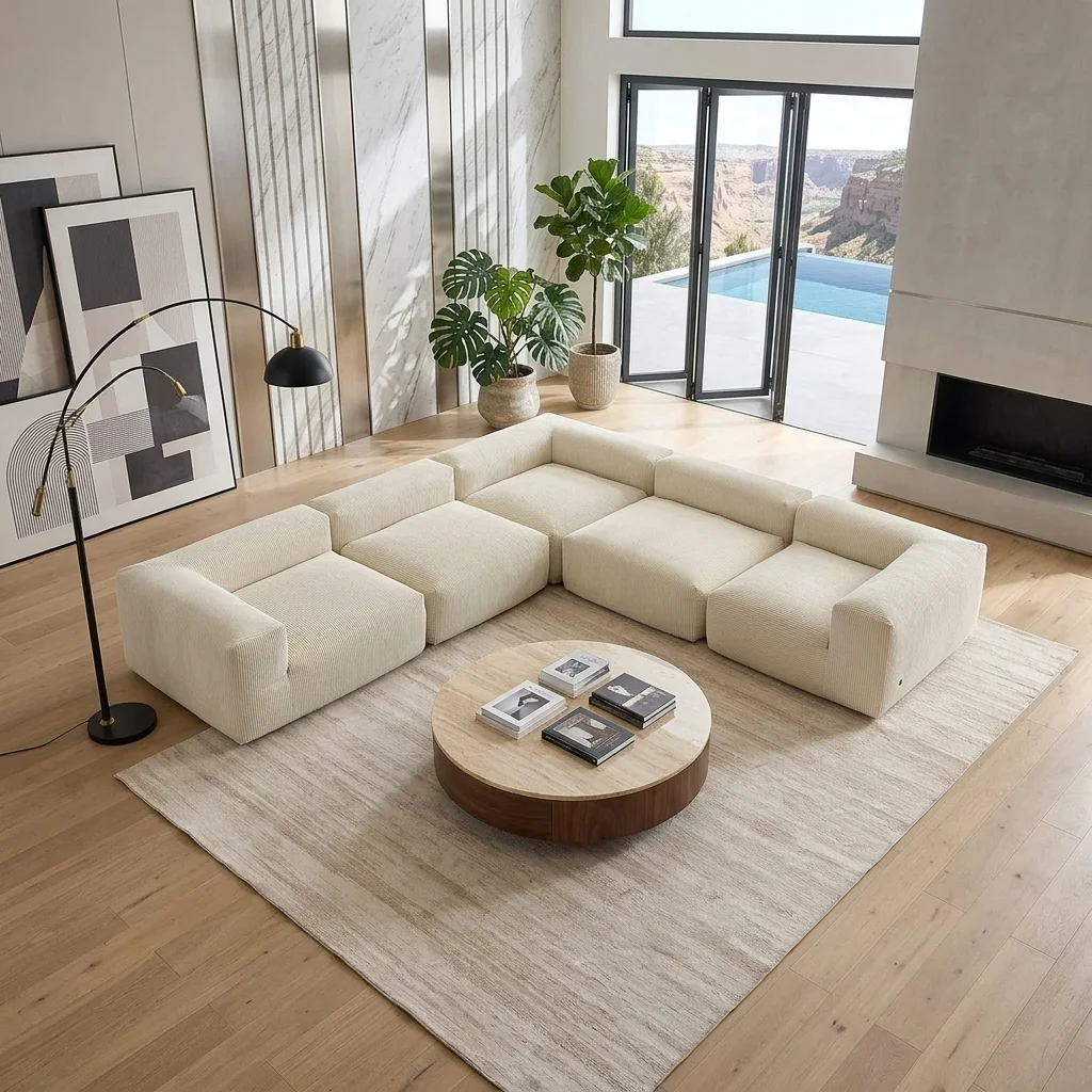 Aesthetic Modern Sectional Sofa Modular Sofa Wholesale Boneless Couch  Living Room  Furniture