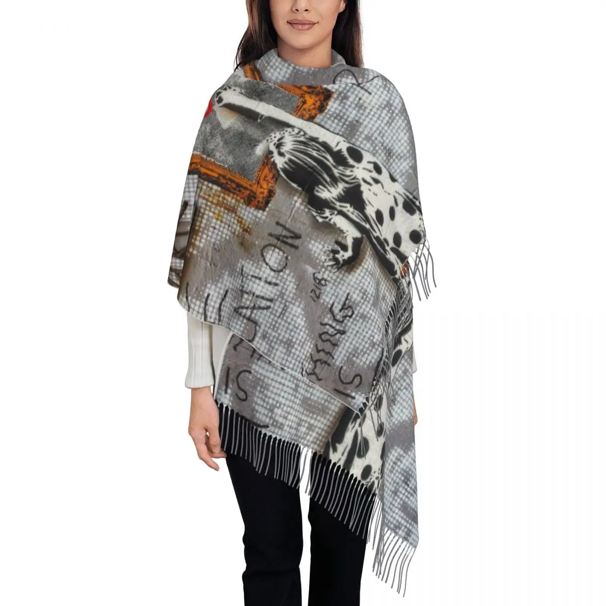 Custom Print Banksy Graffiti Scarf Women Men Winter Warm Scarves Street Pop Art Shawls Wraps