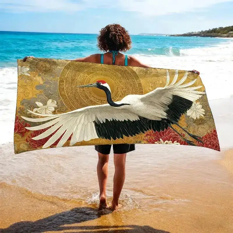 A Beach Towel Featuring Ethnic Design Elements,Straw Painting Display Wall, National Trend Clothing Store, Bird Festival, Straw