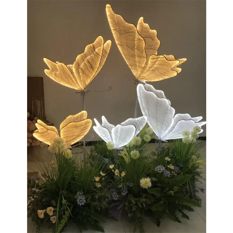 Wedding stage ornaments movable luminous giant butterfly wings LED lighting butterfly for wedding party decoration