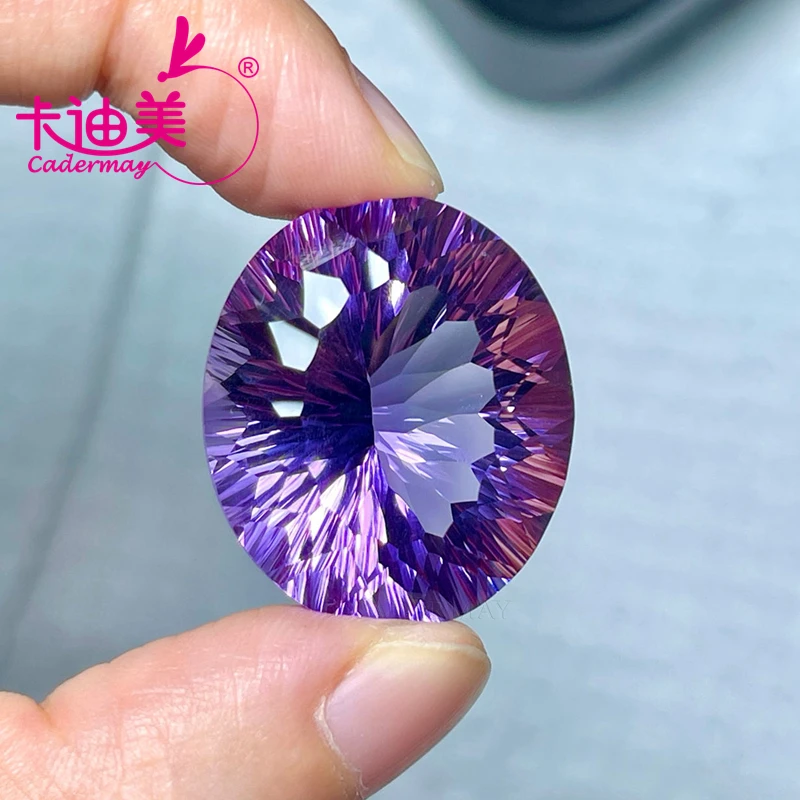 CADERMAY Oval Shape Natural Amethyst Loose Stone With GRC Certificate  Beads For Jewelry Making