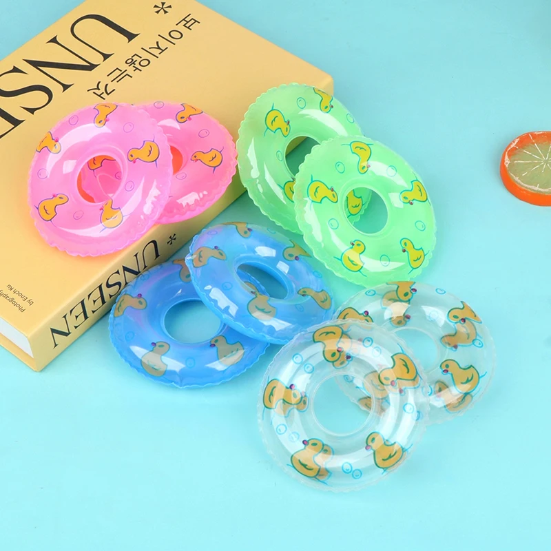 2Pcs Dollhouse Miniature Swimming Ring Cute Duck Bathing Float Lifebelt Model Kids Pretend Play Toys Gift Dolls Accessories