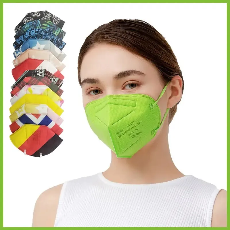 

10pcs Disposable Protective FFP2 Foldable Color Dust Mask Respirator Filter For Daily Haze Carpenter Polishing Safety Protection