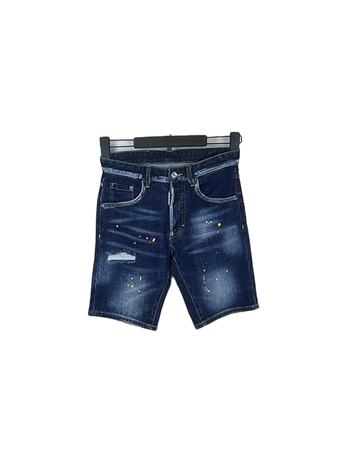 2024 Spring/Summer New D2 Jeans and Pants for Trendy Men, Washed, Worn, Patched, Painted, Slimming, Micro Elastic Denim Shorts f