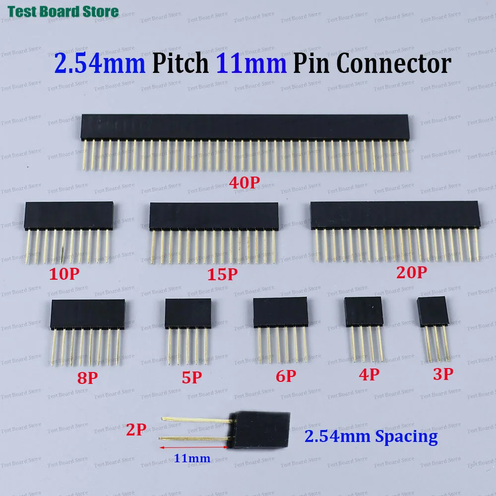 10PCS/lot 2.54mm Spacing Single/Double Row Female Header Pin Socket Pin Length 11mm 1*2 /3/4/5/6/8/10/15/20/40P/ 2*2 3P4P5P6P8P