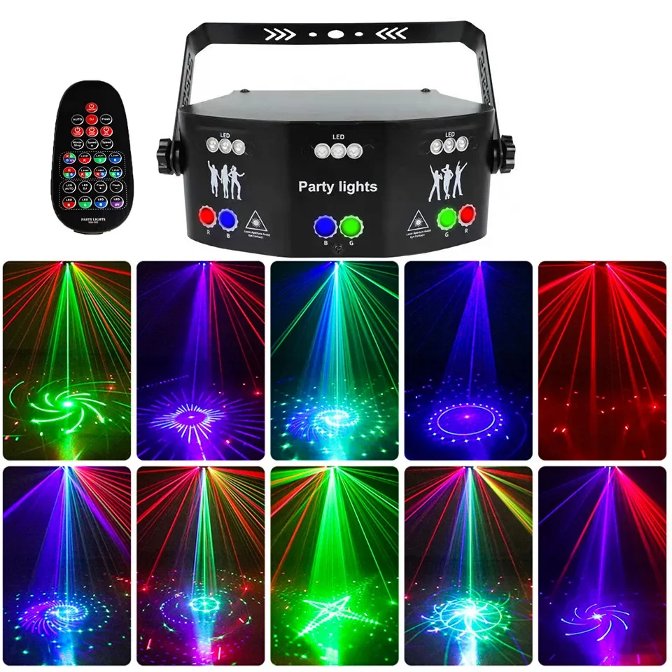 Imagem -02 - Rgb Disco dj Beam Laser Light Projector Dmx Remote Strobe Iluminação do Palco Casamento Xmas Party Luzes do Dia das Bruxas 15 Eye