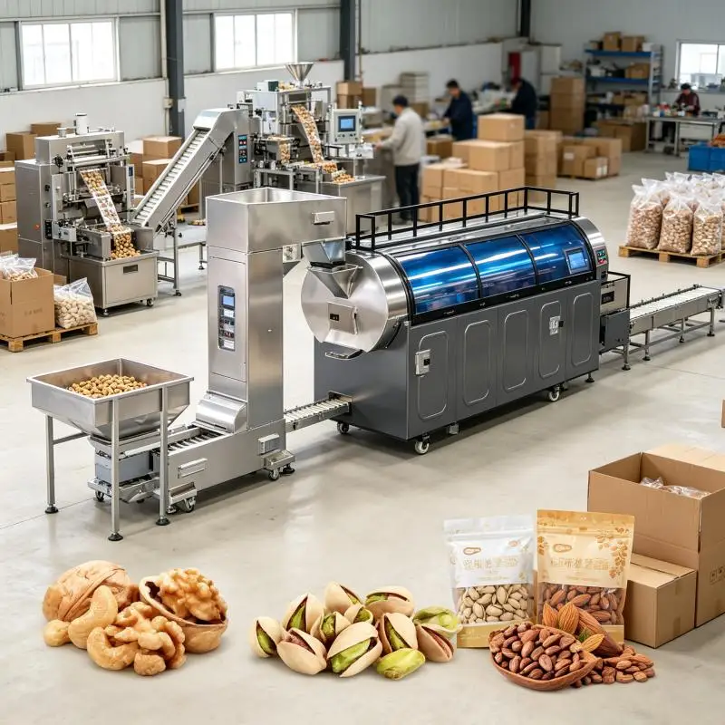 Continuous Flavored Cashew  Industrial Gas Electric Groundnut Peanut Nut Cereal Roasting Roast Machine