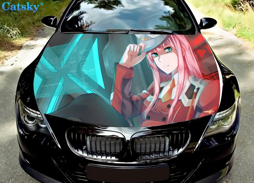 

FRANXX Zero Two Car Hood Sticker,Custom Car Hood Decoration,Hood Protection Cover,Vinyl Car Sticker,Car Body Side Color Decal