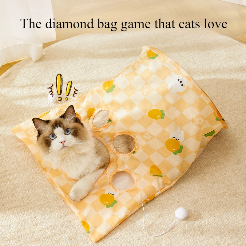 

Cat Toy Pet Self Hi Diamond Bag Toy with Noise Paper Bite Resistant Mouse Plush Ball Set Cat Drilling Cat Tunnel