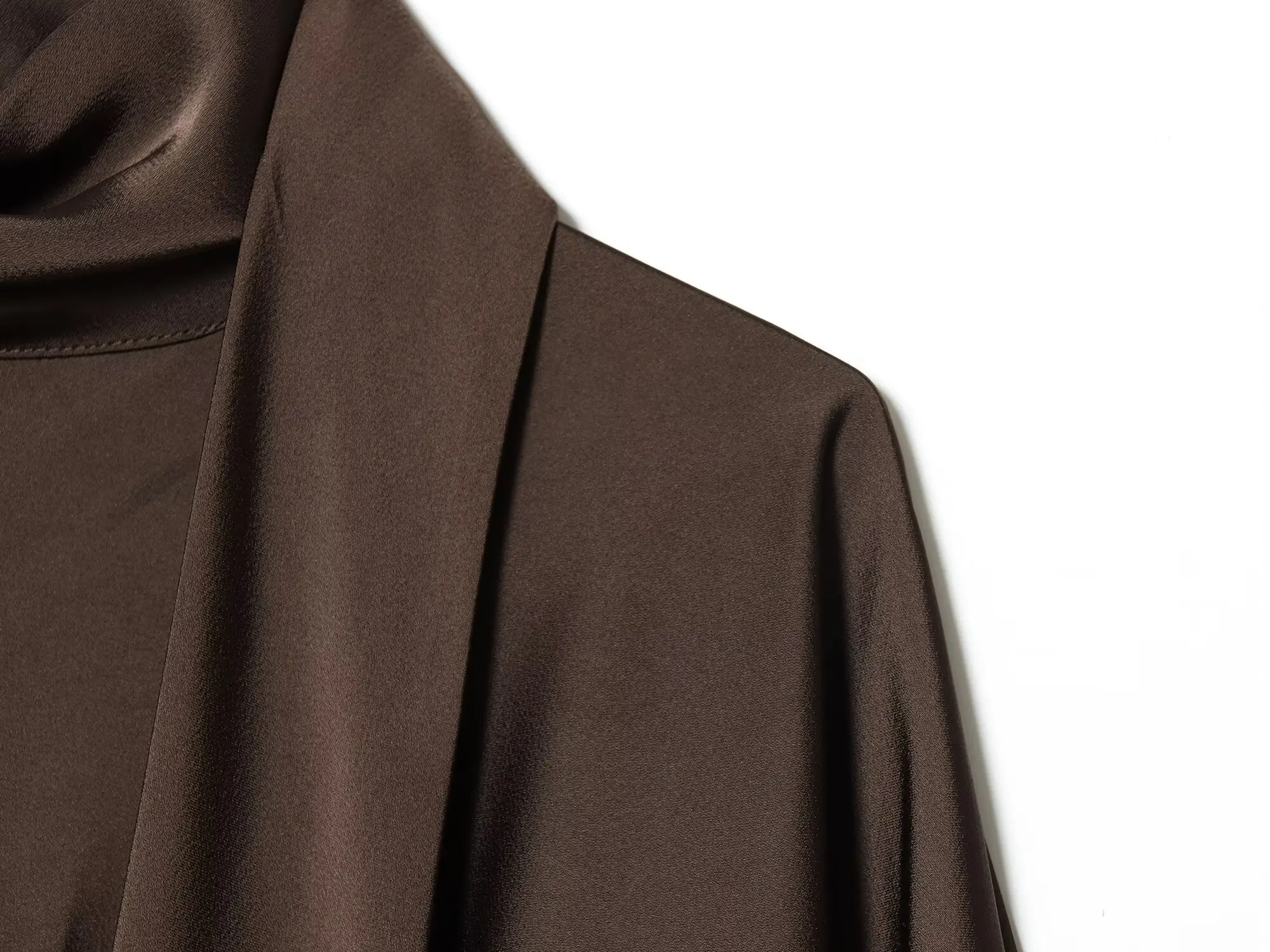 KONDALA elegante bufanda vestido de satén con cuello mujer café marrón Vestido corto de manga larga 2026 Primavera Verano moda vestido de fiesta para mujer