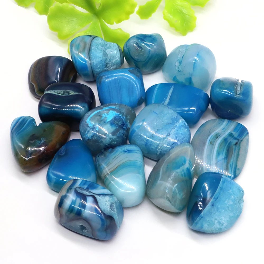 Blue Striped Agate Stone Crystal Gemstone Collectibles Rock Mineral Specimen Healing Stone Home Room Decoration for Fish Tank
