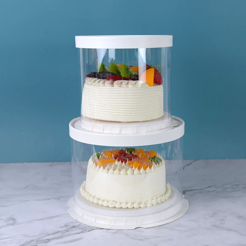 Large Transparent Cake Gift Box 4/6inch Clear Cakes Rose Bear Packaging Boxes Birthday Party WeddingmDessert Present Decoration