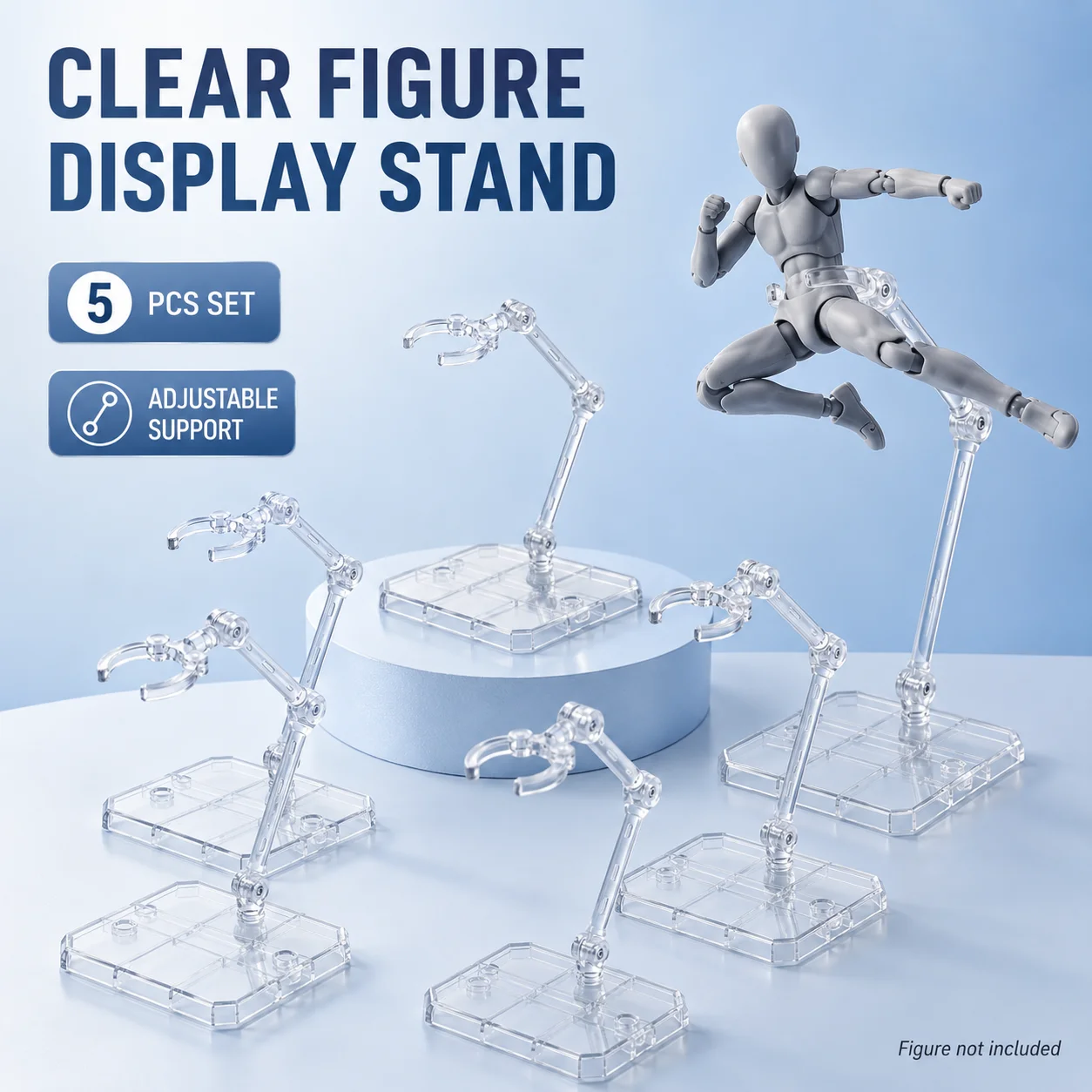 1/3/5/10Pcs Transparent Acrylic Action Figure Stand Detachable Display Base For Toy Doll Desktop Collection Shelf Accessories