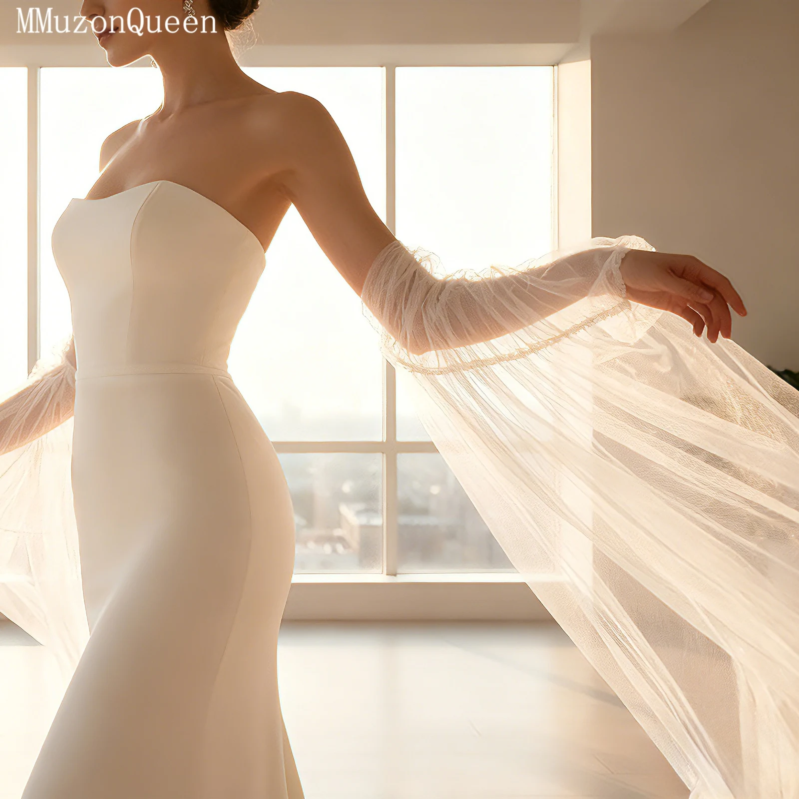TOPQUEEN Guantes Largos Muje Bolero Frau Elegante Hochzeit Zubehör Für Bräute Abnehmbare Braut Langarm Vg136 – Detail 18
