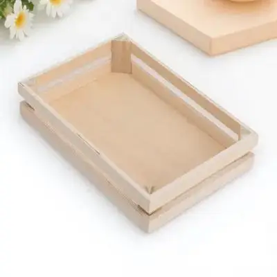 

Wooden Storage Basket Small Organizer Rectangle Durable Lightweight Home Office Room Sundries Magazine Stationery