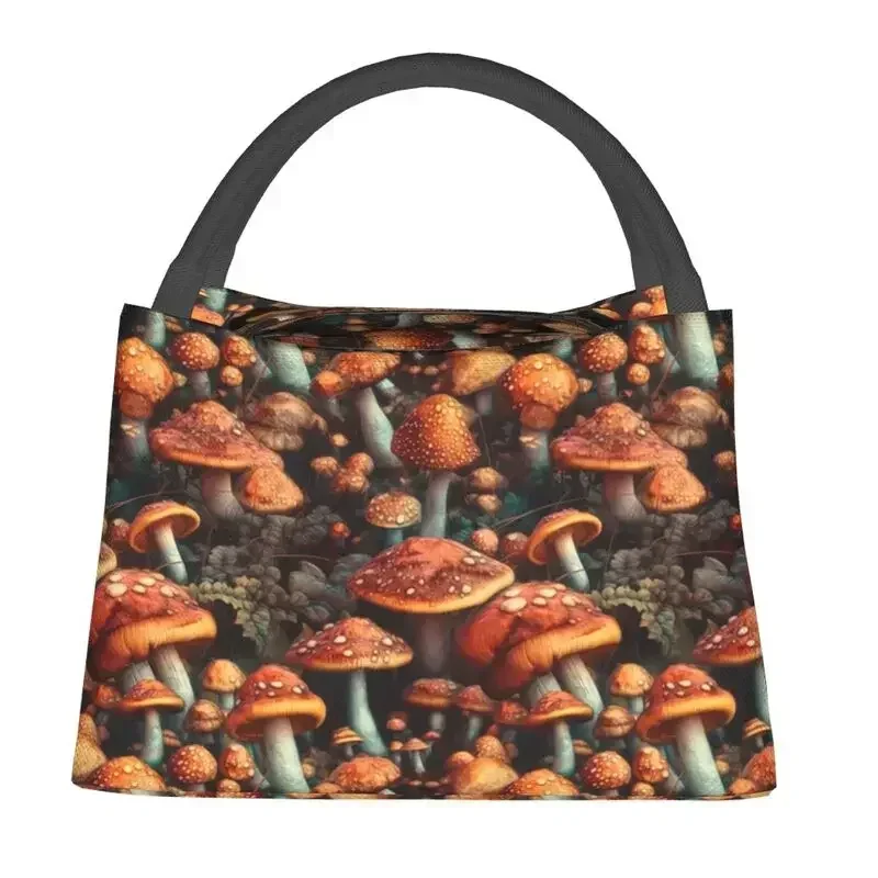 Custom Wild Mushrooms Print Lunch Bags Men Women Cooler Warm Insulated Lunch Box for Office Travel