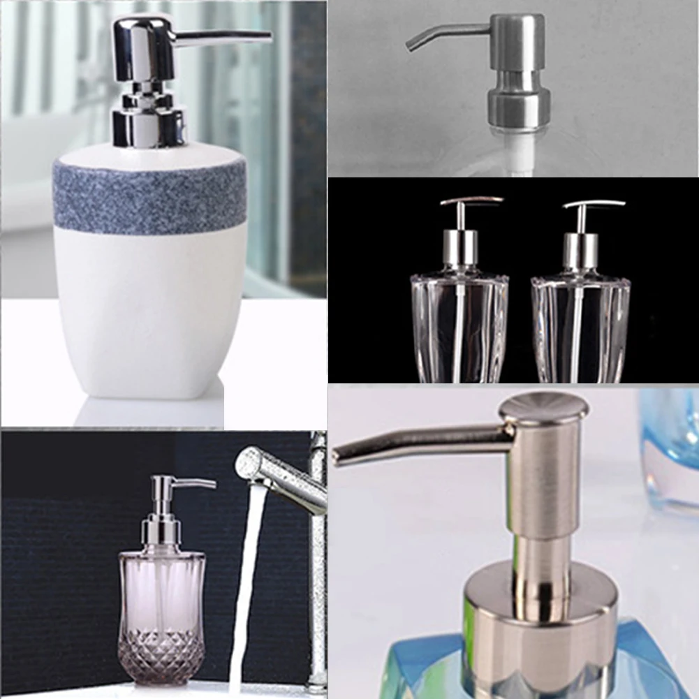 Bathroom 304 Stainless Steel Liquid Lotion Dispenser Head Replacement Soap Shampoo Shower Gel Pump Jar Tube Bathroom Hardware