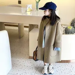 Warm Thicken Winter Cotton Teenagers Outwear Children's Clothing Girls Woolen Coat Overcoat Jacket Windbreak 2025 New