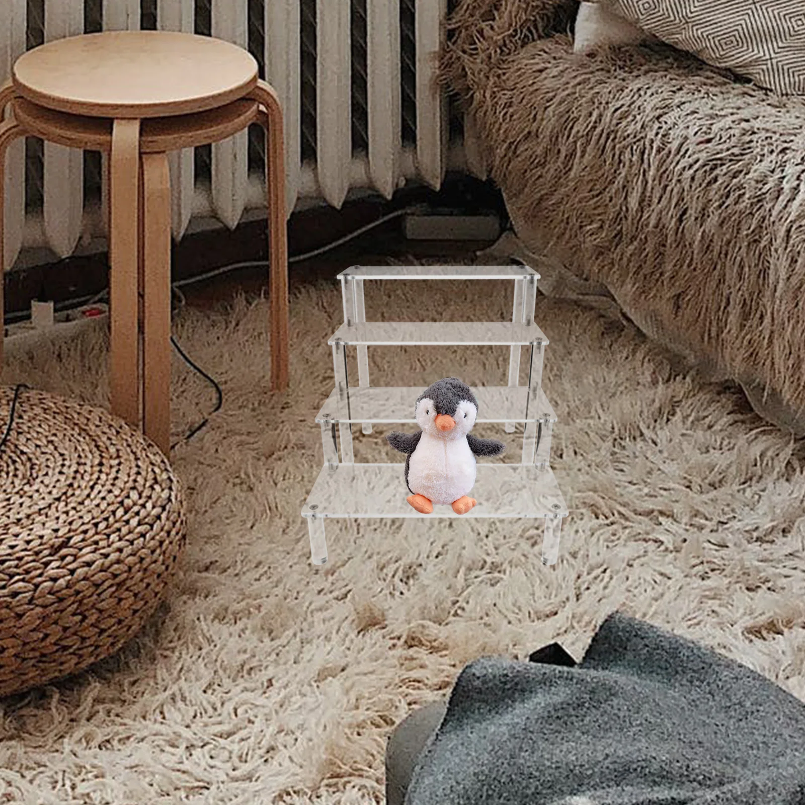 

4-Tier Clear Acrylic Display Stand Handmade Miniature Shelf for Perfume Cupcake Collection Organizer Home Decor Kitchen Tabletop