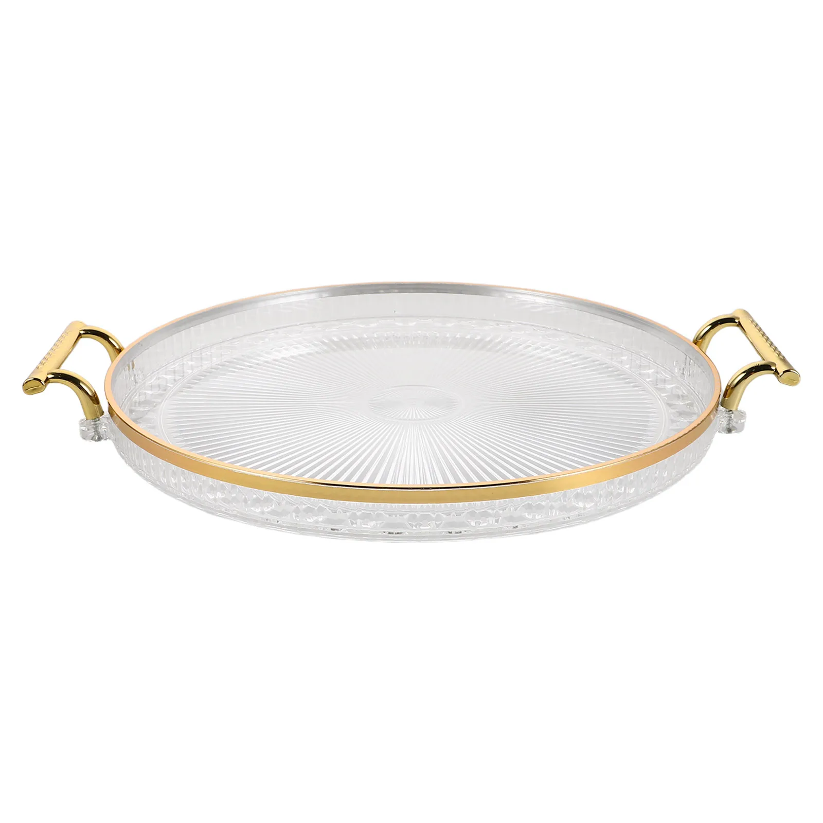 

Round Tray Clear Plastic Tea Cups Decorative Organizer Coffee Mug Vanity Elegant Functional Versatile Household