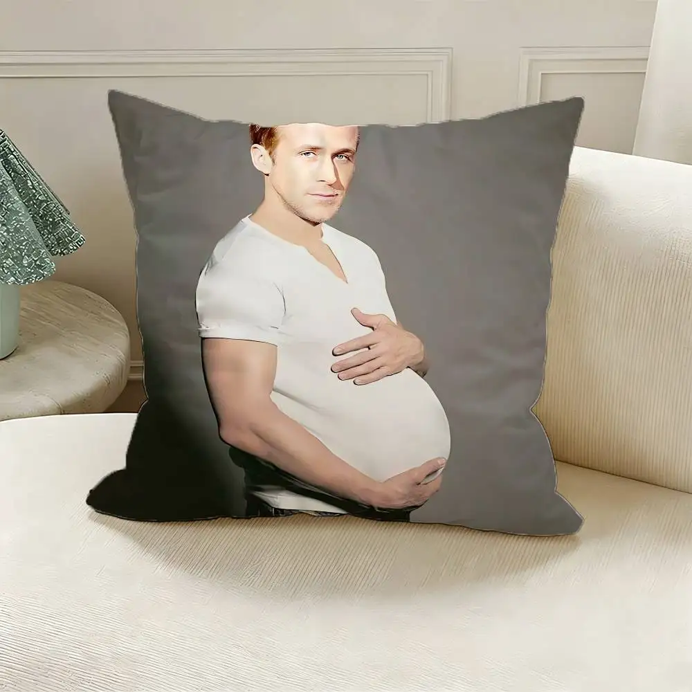 For Ryan G-Gosling Polyester Printed Pillow Cover Square 30 35 40 45 50 55 cm Soft for Sofa Bed Car Home Decor