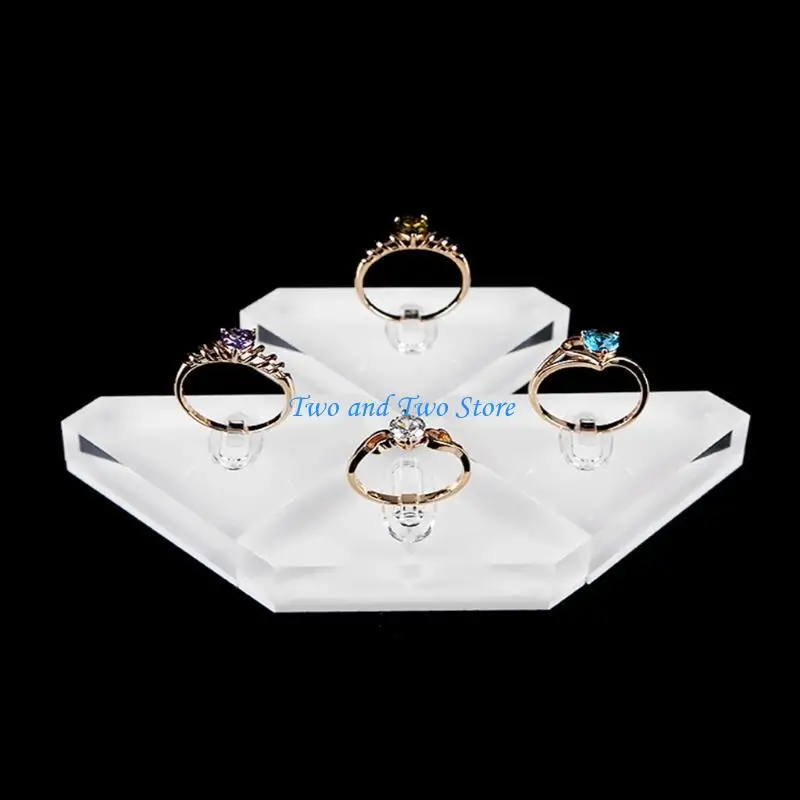 HX6F Fashion Clear Acrylic Jewelry Holder Crystal Square for Triangle Ring Storage Ho