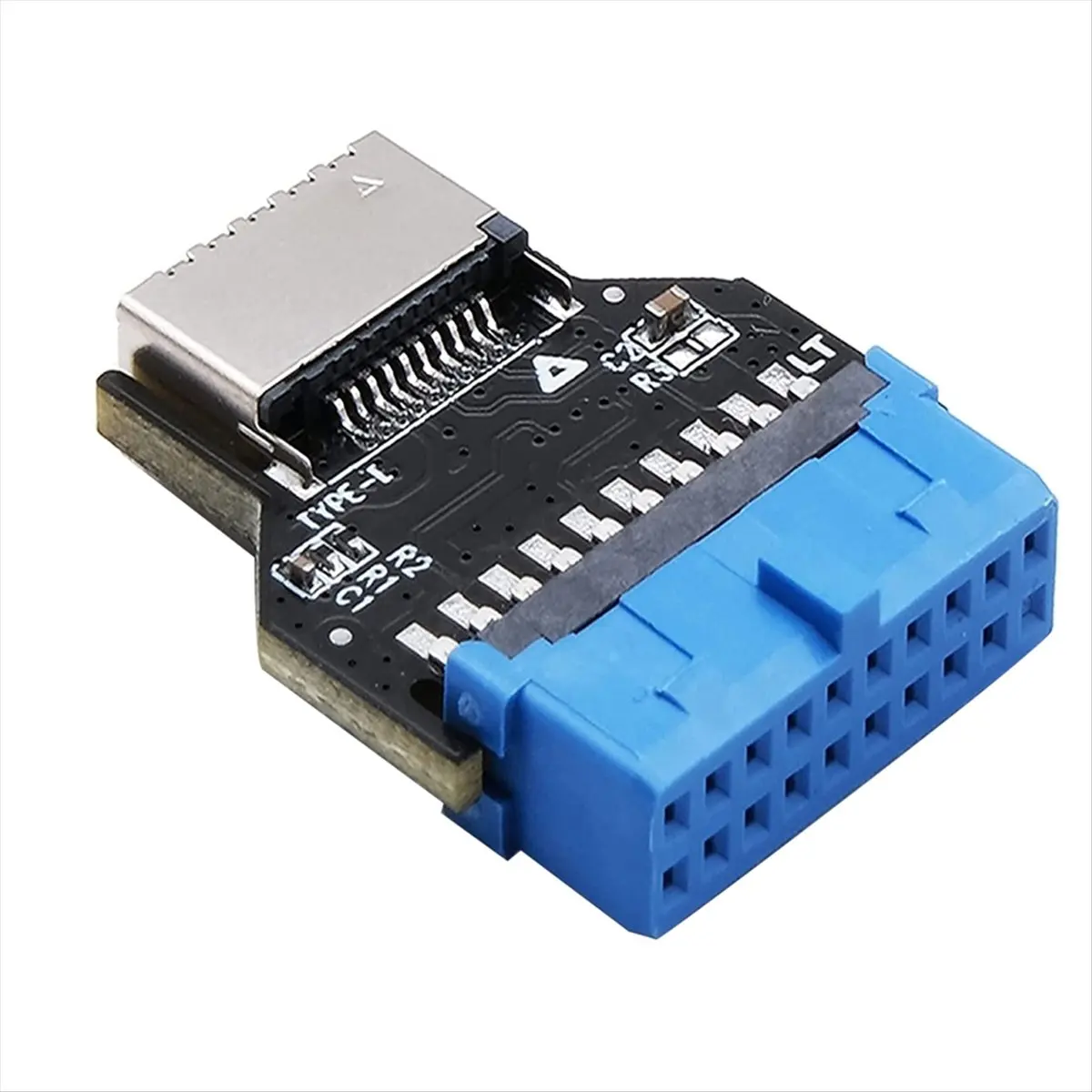 A14G USB Header Adapter Riser USB 3.0 19Pin to USB 3.2 Type E 20Pin Converter Chassis Front Panel Type C Plug-in Port