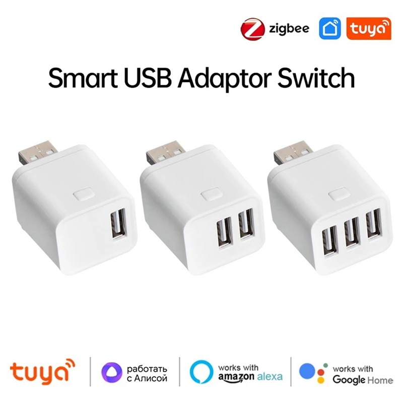 

Tuya Smart Zigbee USB Adapter Switch 5V Mini USB Power Adapter Zigbee Smart Switch For Alexa Google Yandex Alice 2USB