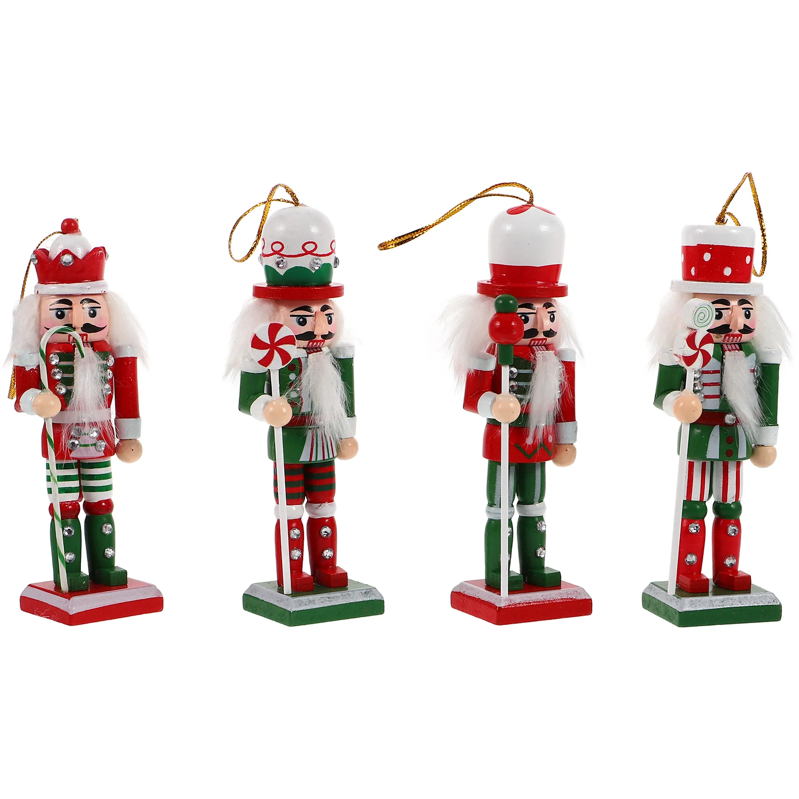 

4 Pcs Christmas Tree Ornaments Set Nutcracker Party Supplies Xmas Nutcrackers Wood Craft Decorations Festival