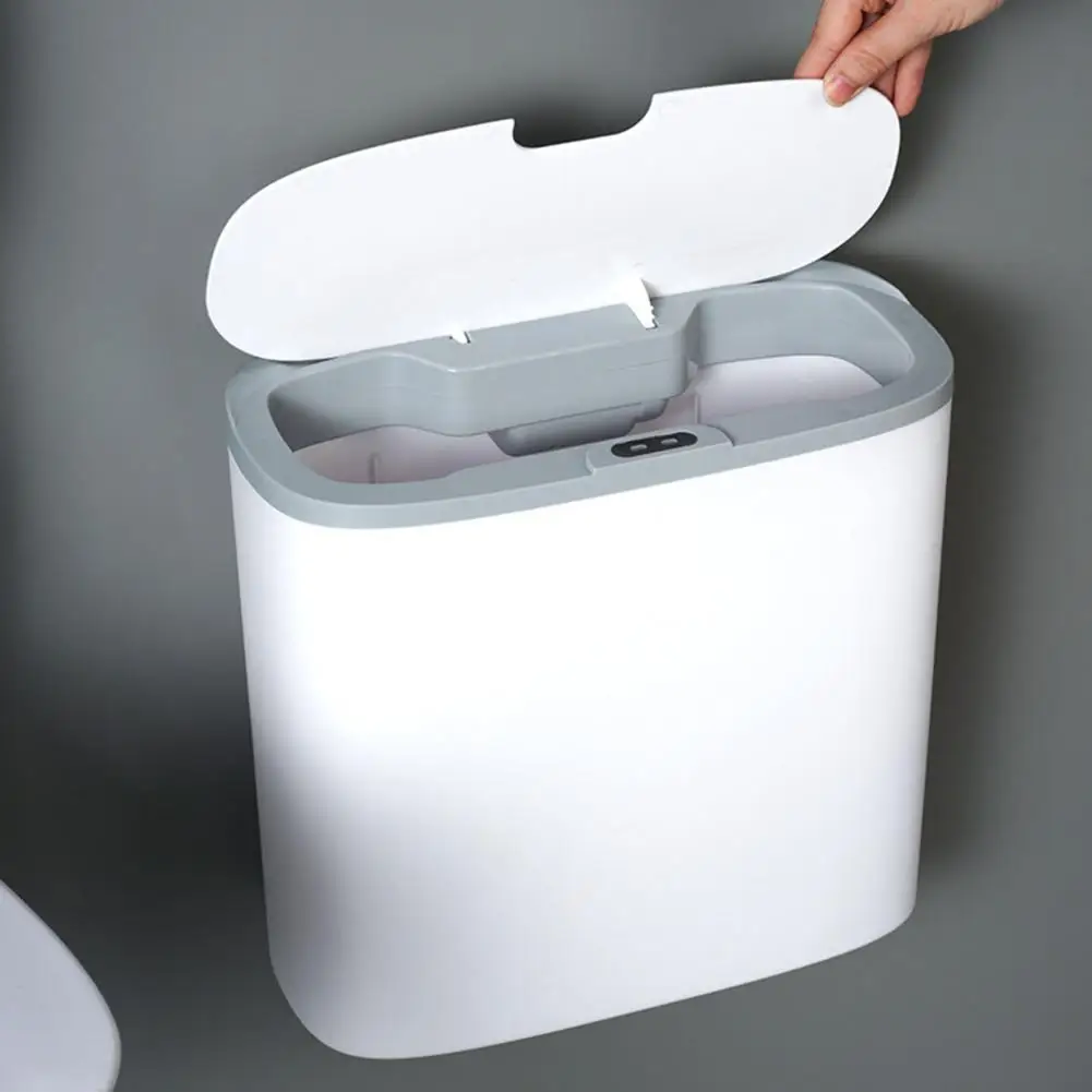 Wall Mounted Smart Trash Bin Touch Control Automatic Sensor Dustbin Motion Sensor Trash Can Block Smell Kitchen Garbage Bin