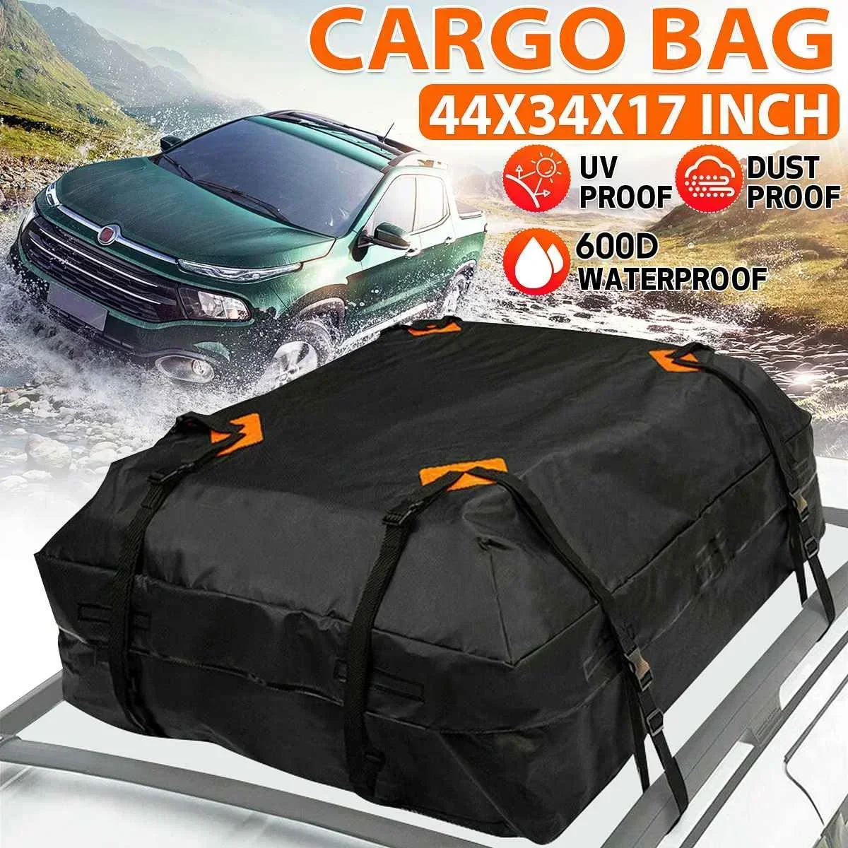 600D/420D 120x90x44cm Large Waterproof Car Cargo Rooftop Luggage Carrier Black Storage Cube Bag Travel SUV Van For Cars Body Kit